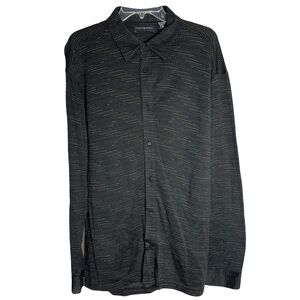 Jhane barnes Mens Long Sleeve Button Up Silk Shirt Size L black Point Collared